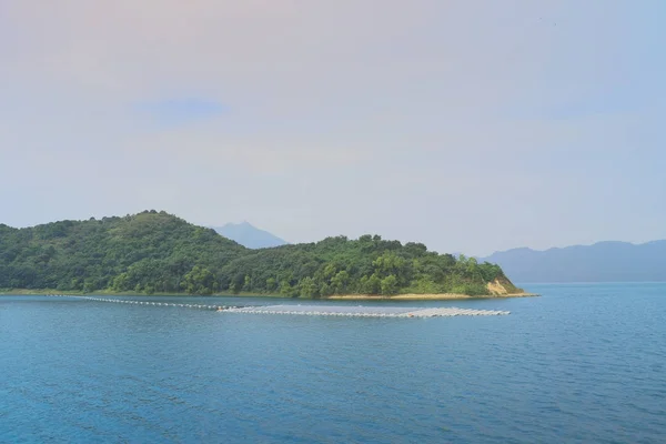 Paneles solares en el embalse de Plover Cove de agua — Foto de Stock