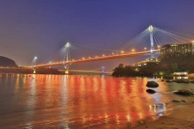 otoyol Ting Kau Köprüsü, hong kong, gece