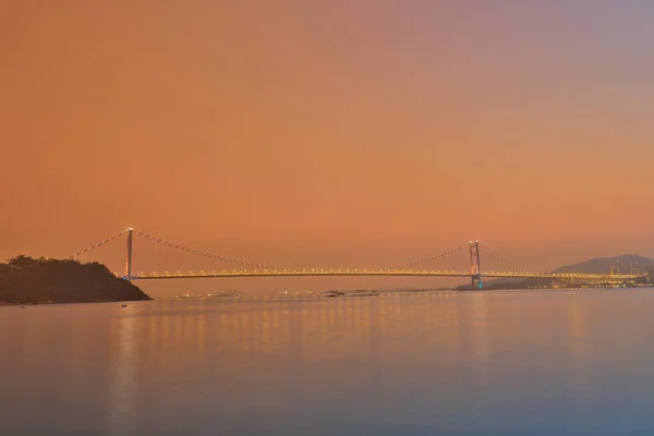 Tsing Ma Bridge vista noturna em 2018 — Fotografia de Stock