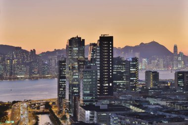 Şehir şehir, hong kong ayarla güneş