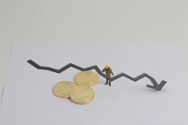 Een grafiek van bitcoin drop, de figuur mined — Stockfoto
