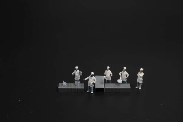 Figura Del Proceso Cocción Con Figuras Chef — Foto de Stock