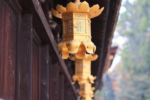 Egy Arany Lámpást Kitano Tenmangu Szentély Kiotói Jegyzőkönyv — Stock Fotó