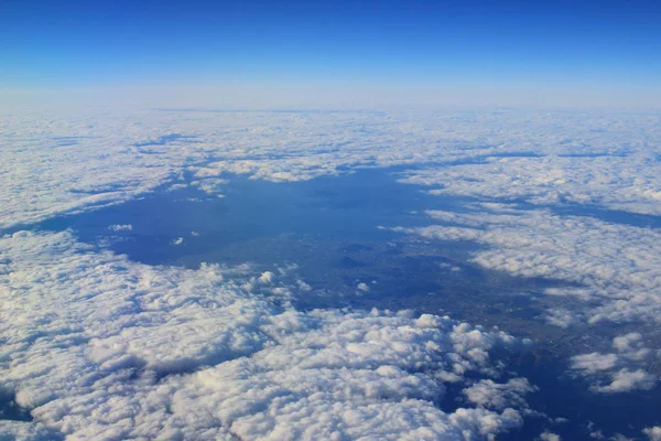 White clouds in the sky from air view — Stock Photo, Image