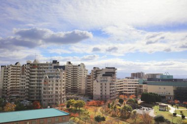 Hanshin Otoyolu Osaka Limanı manzarası