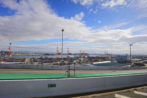 Vista del porto di Osaka sull'autostrada Hanshin — Foto Stock