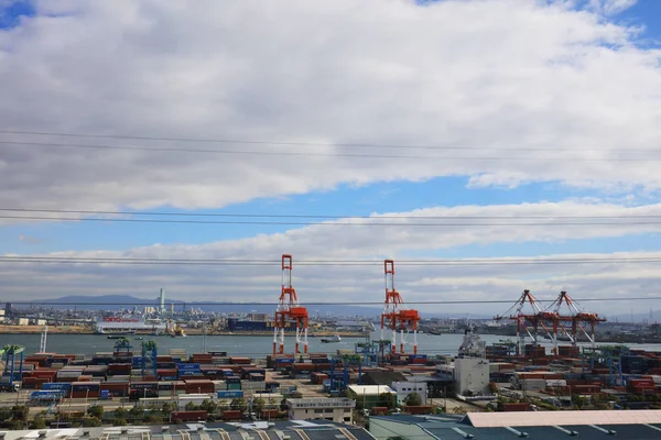 Vista del porto di Osaka sull'autostrada Hanshin — Foto Stock