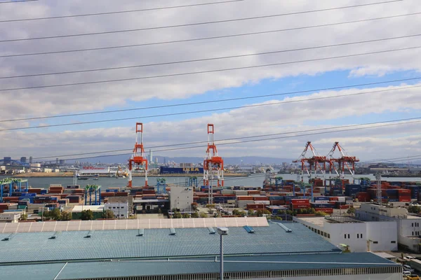 Vista del porto di Osaka sull'autostrada Hanshin — Foto Stock