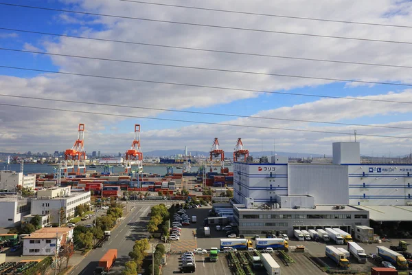 Hanshin Otoyolu Osaka Limanı manzarası — Stok fotoğraf