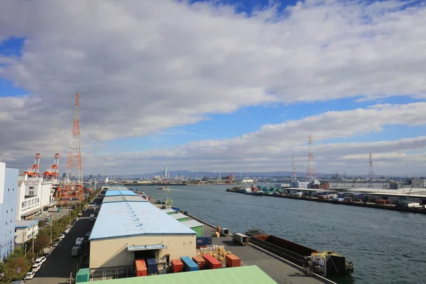 Pohled na přístav Hanshin Expressway Osaka — Stock fotografie