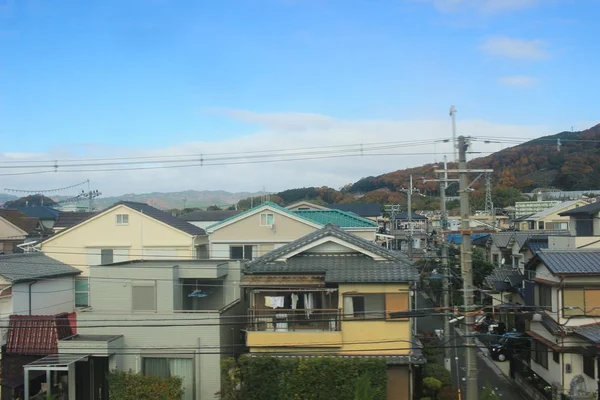 El lado del país kyoto desde la vista en movimiento del tren — Foto de Stock