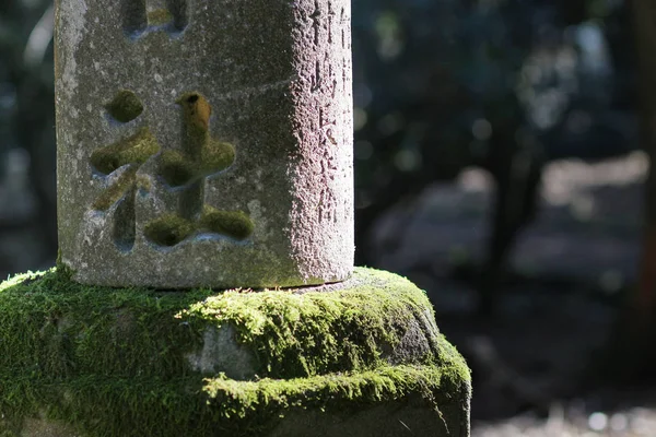 一个古老的石 anterns 覆盖在青苔。奈良, 日本 — 图库照片