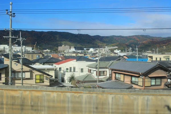 Strana Kjóto Země z pohledu jízdy vlaku — Stock fotografie