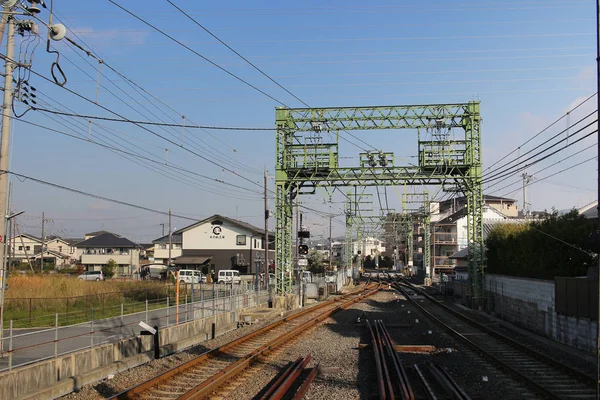 Trem ferroviário do Japão, trem japonês em Kyoto — Fotografia de Stock