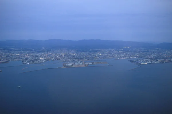 从飞机窗口看到的地球, 海洋景观 — 图库照片