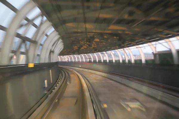 Train moving  rail tunnel with moderate motion blur — Stock Photo, Image