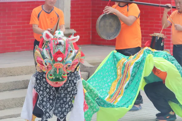 Een qilin dans aan Tin Hau-tempel hk — Stockfoto