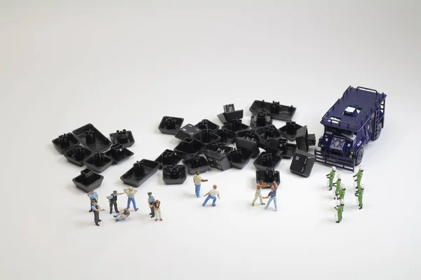 Riot Поліція палицю фігура з піктограми — стокове фото
