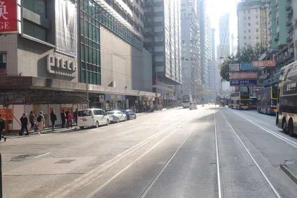 Tram systeem in de wereld van dubbele deckers bij hk — Stockfoto