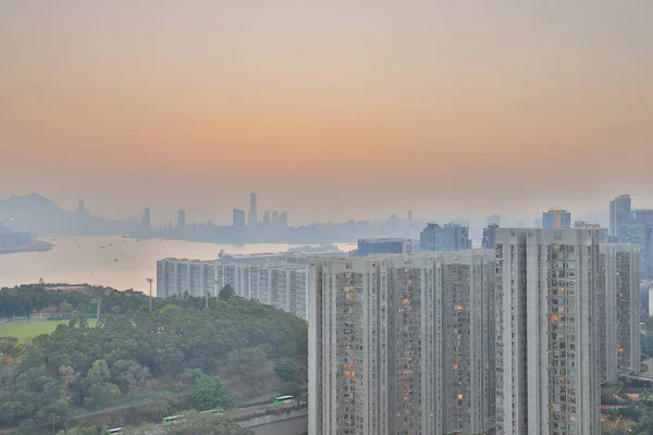 Victoria Harbor di Hong Kong vista a lam tim — Foto Stock