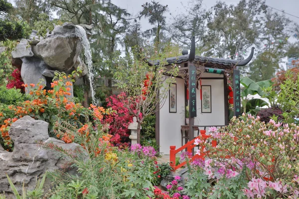 Een stijl wordt van china tuin op flower show — Stockfoto