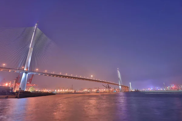 Night view at Stonecutters Bridge, Hong Kong. — Stock Photo, Image