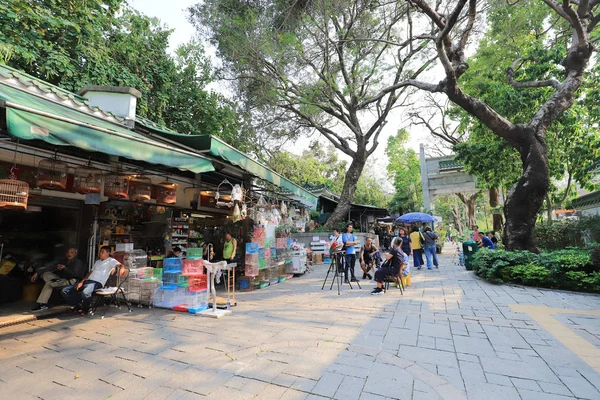 Mercado al aire libre de tienda de aves en Yuen Po st — Foto de Stock