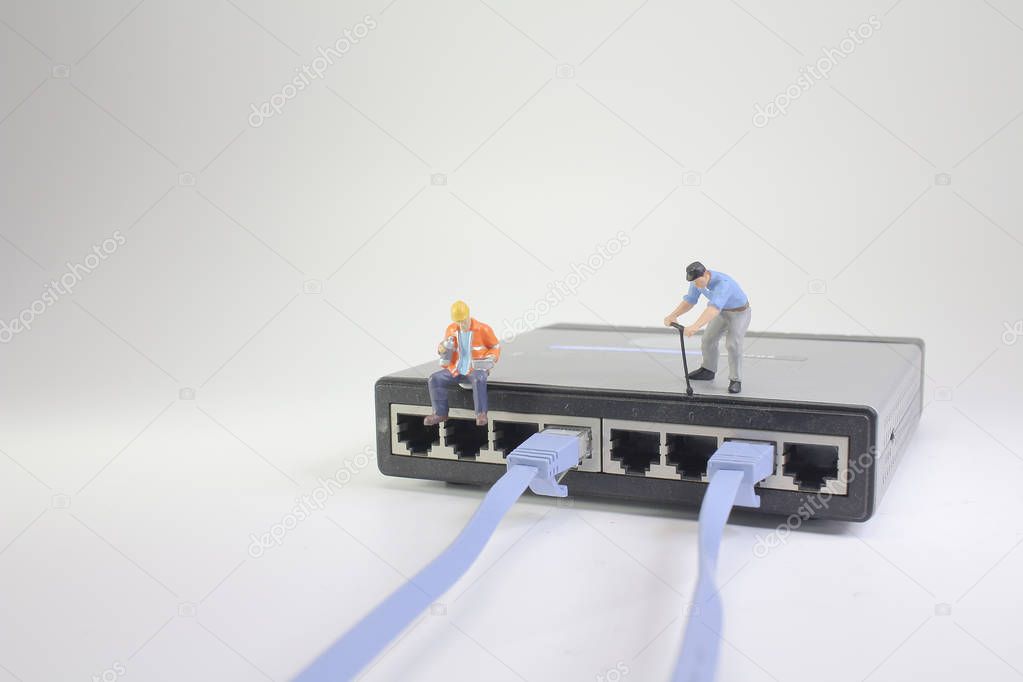 a Network connection concept with small figure