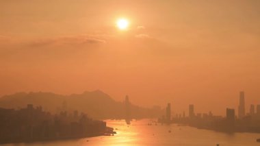 Hong Kong cityscape günbatımı, Hong kong City.