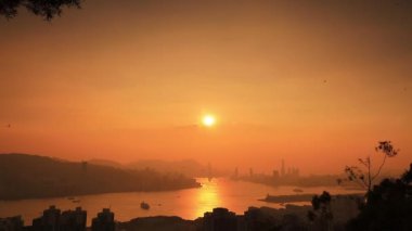 Hong Kong cityscape günbatımı, Hong kong City.