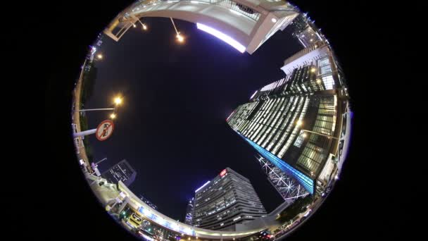 Biurowiec Nocy Hong Kongu — Wideo stockowe