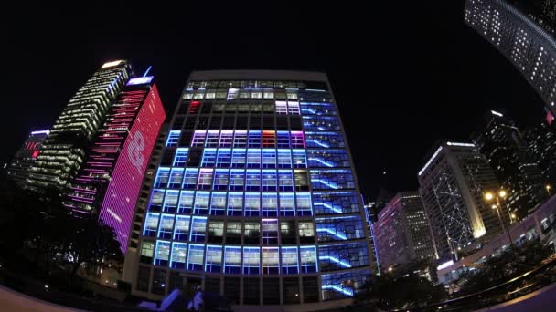 Edificio Uffici Notte Hong Kong — Video Stock