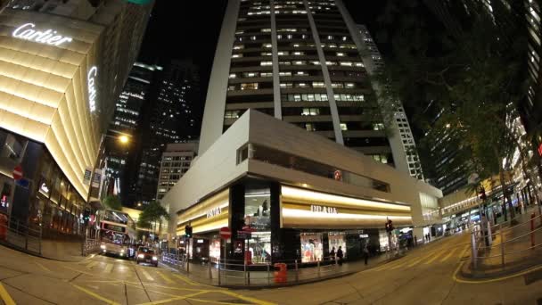 Kraliçe Nin Yol Merkezi Gece Hong Kong Hong Kong Görünümünü — Stok video