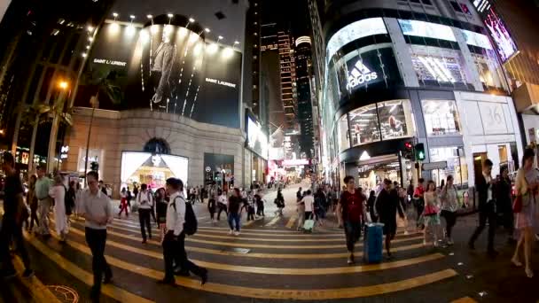 Widok Queen Road Central Nocy Hongkong Hong Kong — Wideo stockowe