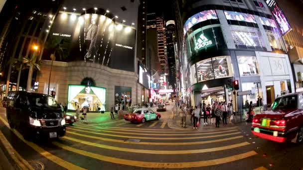 Vista Queen Road Central Notte Hong Kong Hong Kong — Video Stock