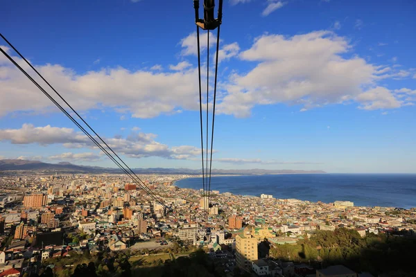 Cable car of Mt. Hakodate ropeway with cityscape view — Stock Photo, Image