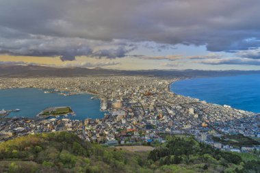 Hakodate cityscape, Hokkaido, Japonya'nın görünümü