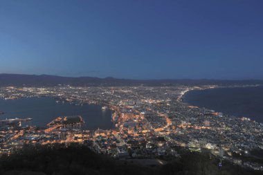 ünlü gece sahnelerinde Hakodate, Hokkaido, Japonya