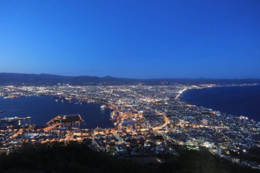 ünlü gece sahnelerinde Hakodate, Hokkaido, Japonya