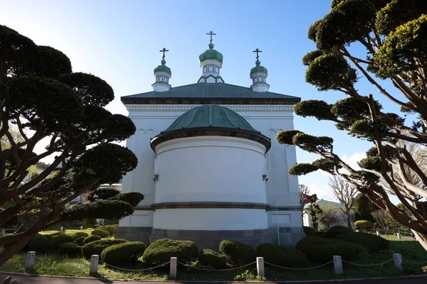 Vista de la iglesia católica ortodoxa en Motomachi en Hakodate, Japón — Foto de Stock