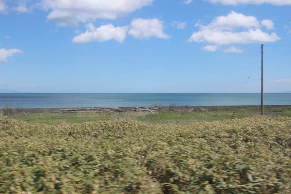 View of train window from Sapporo to Hakodate — Stock Photo, Image