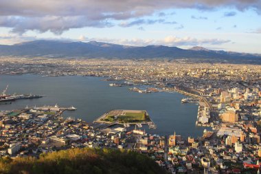 Süper cityscape görünümü mt. Hakodate, Hokkaido, Japonya