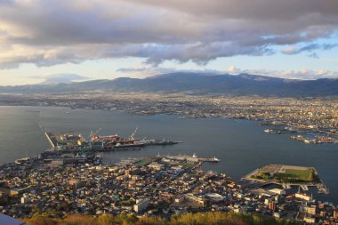 Süper cityscape görünümü mt. Hakodate, Hokkaido, Japonya