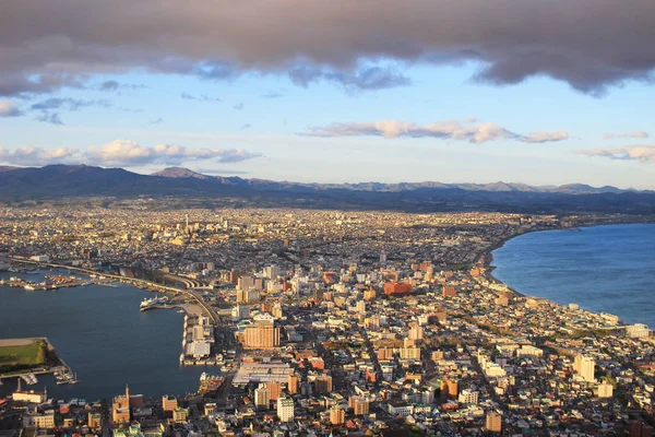 Vista panoramica super città da mt. Hakodate, Hokkaido, Giappone — Foto Stock
