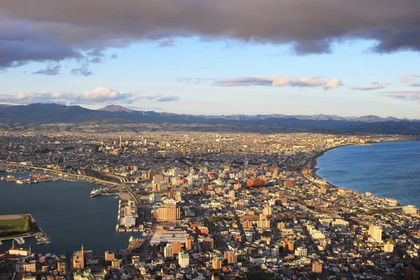 Super stadsbilden utsikt från mt. Hakodate, Hokkaido, Japan — Stockfoto