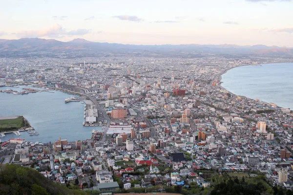 일본, 홋카이도, 하코다테 산에서에서 멋진 도시 풍경 보기 — 스톡 사진