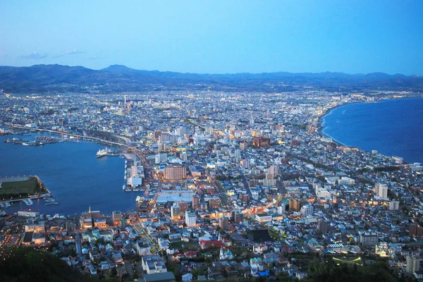 Nattutsikt från Mount Hakodate — Stockfoto