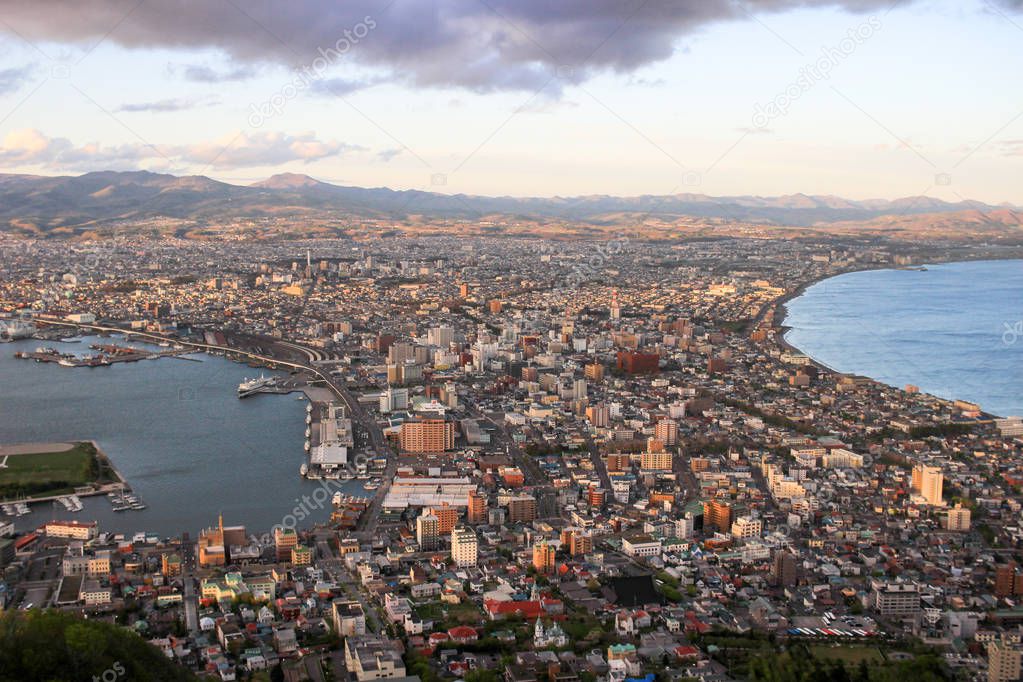 superb cityscape view from mt. Hakodate, Hokkaido, Japan