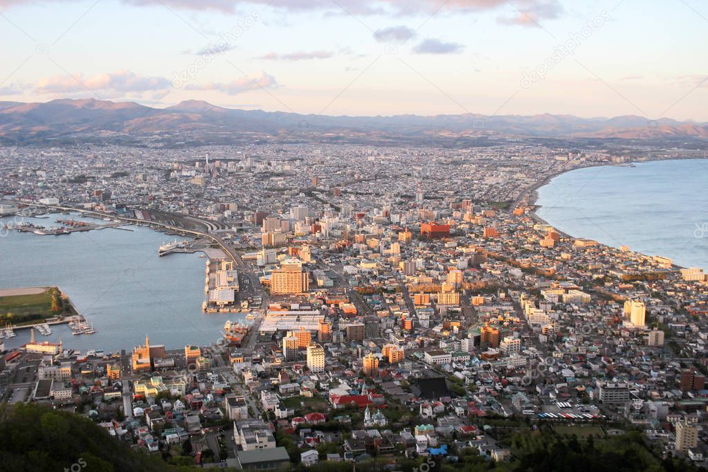 superb cityscape view from mt. Hakodate, Hokkaido, Japan