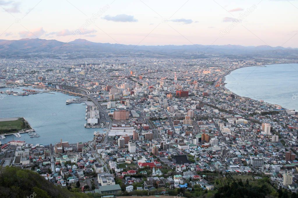 superb cityscape view from mt. Hakodate, Hokkaido, Japan